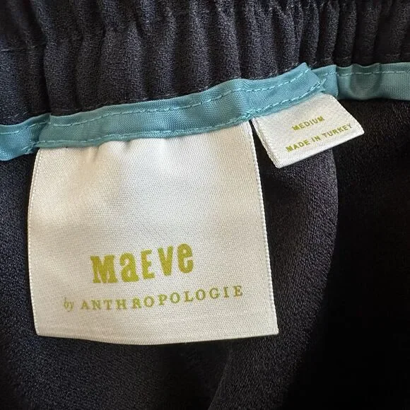 Anthropologie Maeve Women’s Delancey Cargo Joggers Satin Trimmed Black Size M - Picture 4 of 5